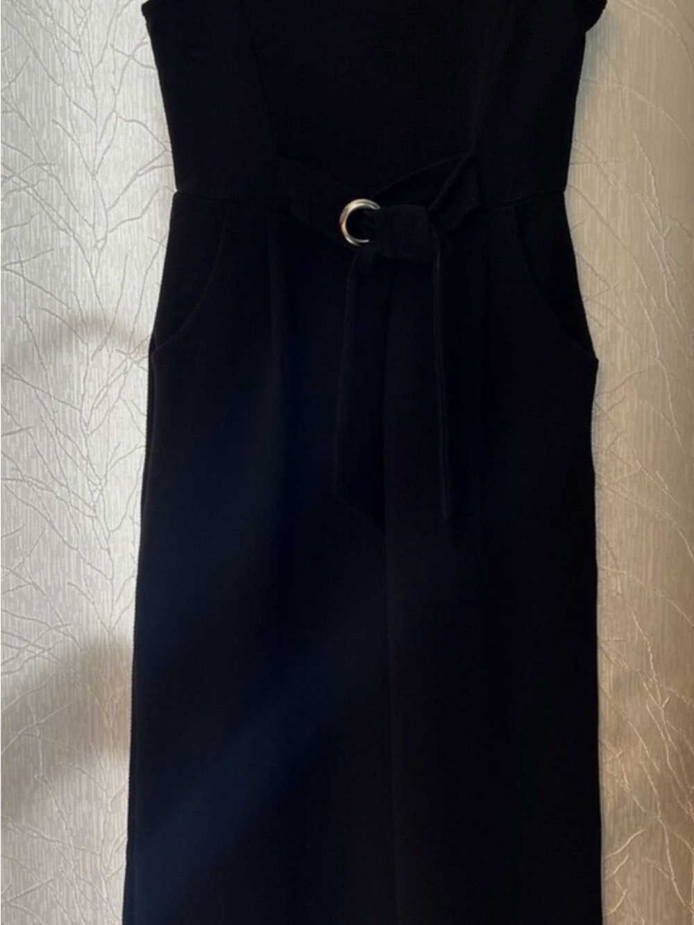 Caution To The Wind Black Sleeveless Jumpsuit with Ring-Belt